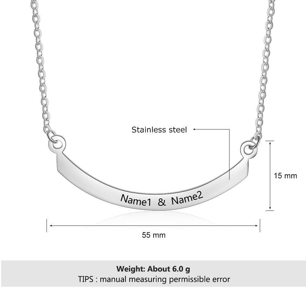 Personalized Stainless Steel Necklace with Semi-Arc Shape Engrave Name Pendant, Trendy Women’s Jewelry Gift-Customized Jewel