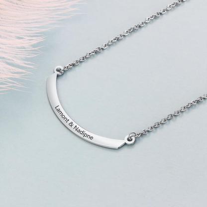 Personalized Stainless Steel Necklace with Semi-Arc Shape Engrave Name Pendant, Trendy Women’s Jewelry Gift-Customized Jewel
