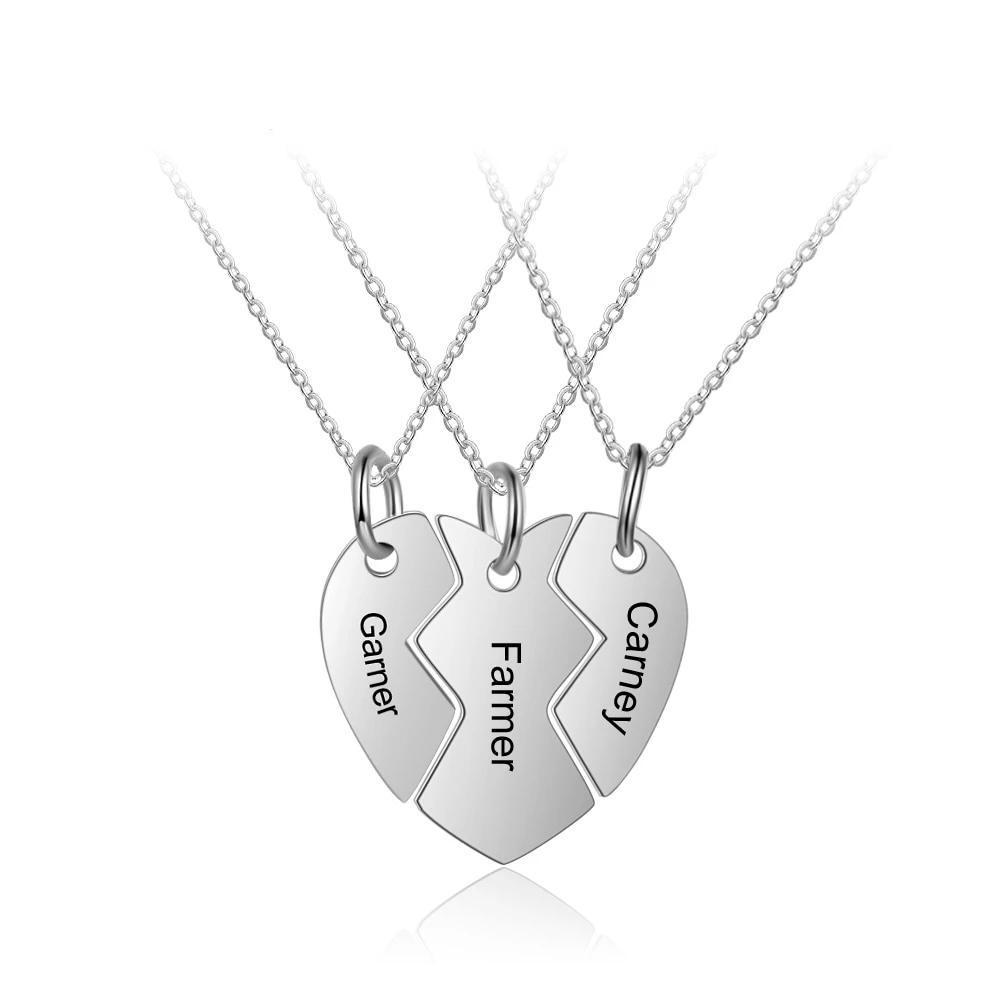 3 Pcs Heart Shape Personalized Name Necklace-Customized Jewel