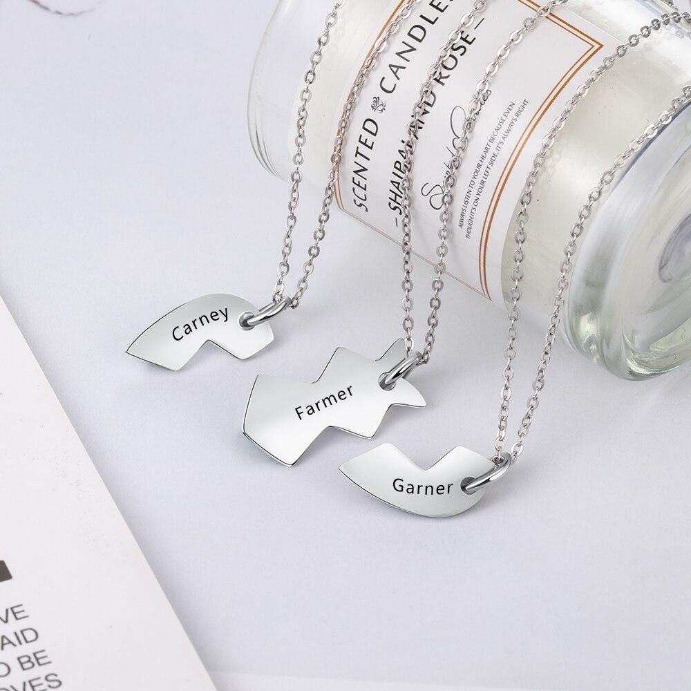 3 Pcs Heart Shape Personalized Name Necklace-Customized Jewel