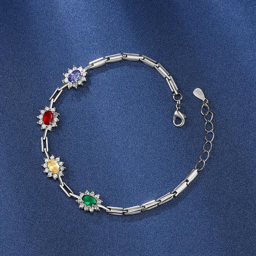 Personalized Sparkling Cubic Zirconia Flower Bracelets and Bangles with Customized Birthstone-Customized Jewel