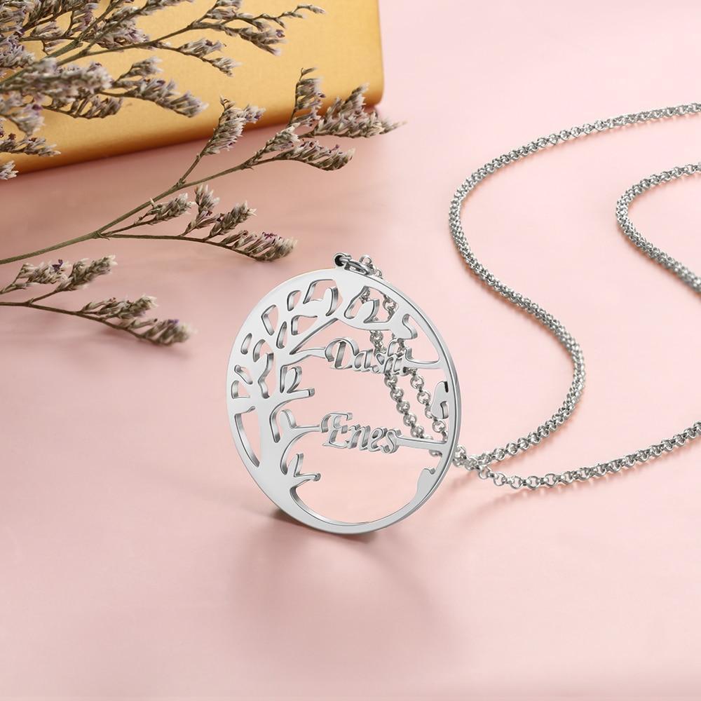 Personalized Tree of Life Necklace with 2 Names Customized Name Letter Pendant Necklace Women Jewelry Christmas Gift-Customized Jewel