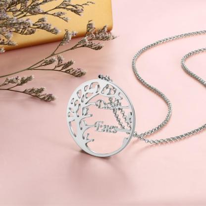 Personalized Tree of Life Necklace with 2 Names Customized Name Letter Pendant Necklace Women Jewelry Christmas Gift-Customized Jewel