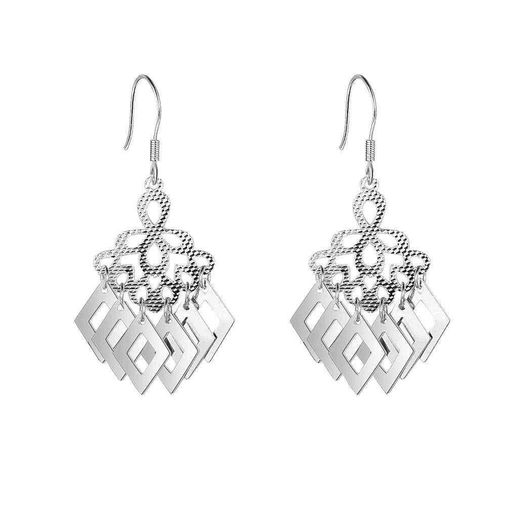 Fashion 925 Sterling Silver Chandelier Rhombus Drop Earrings, Party Jewelry Accessories for Women-Customized Jewel