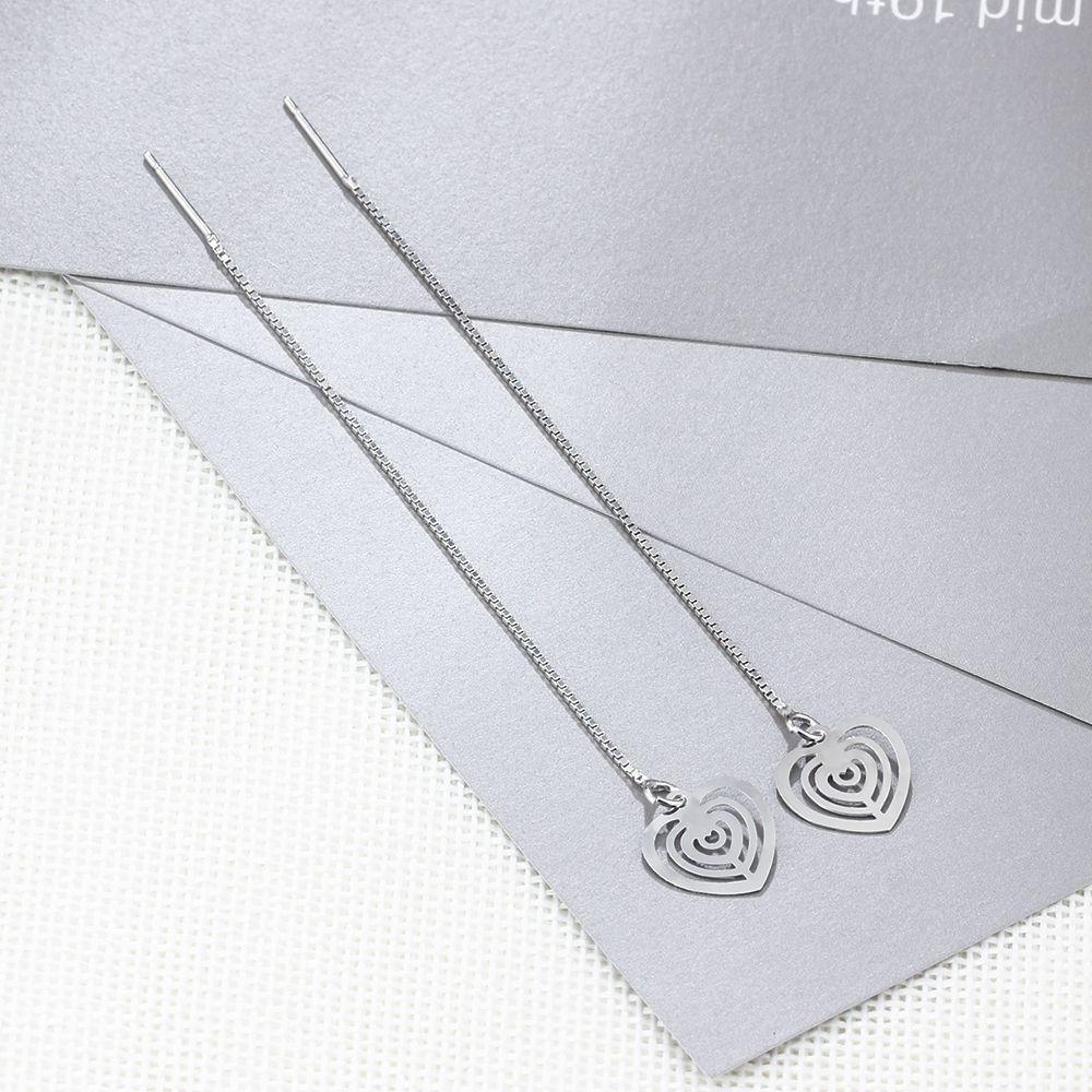 925 Sterling Silver Tassel Heart Drop Earrings for Women, Trendy Fashion Jewelry, Best Gift for Her-Customized Jewel