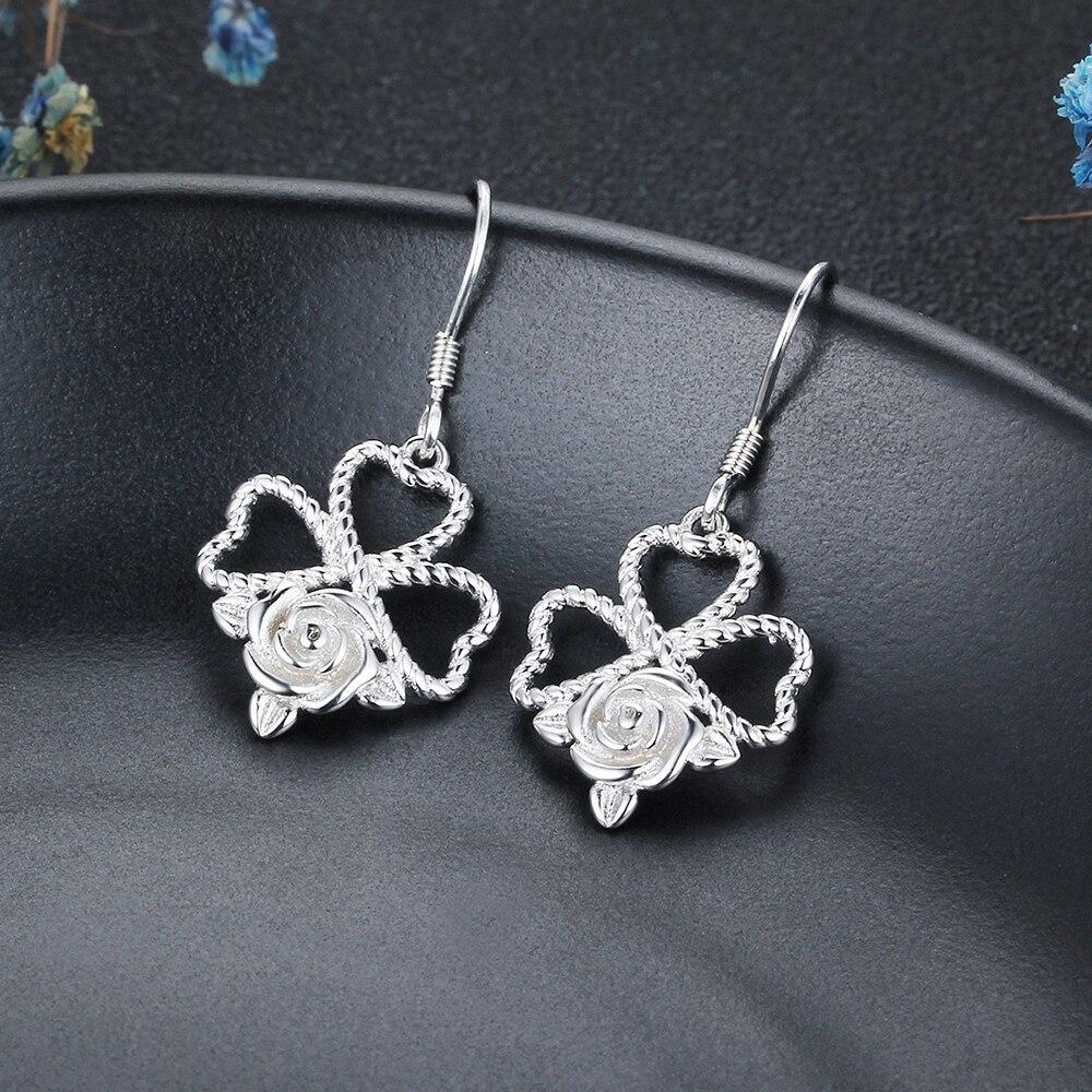 Rose Design Drop Earrings For Women 925 Sterling Silver Party Jewelry Gift For Her-Customized Jewel
