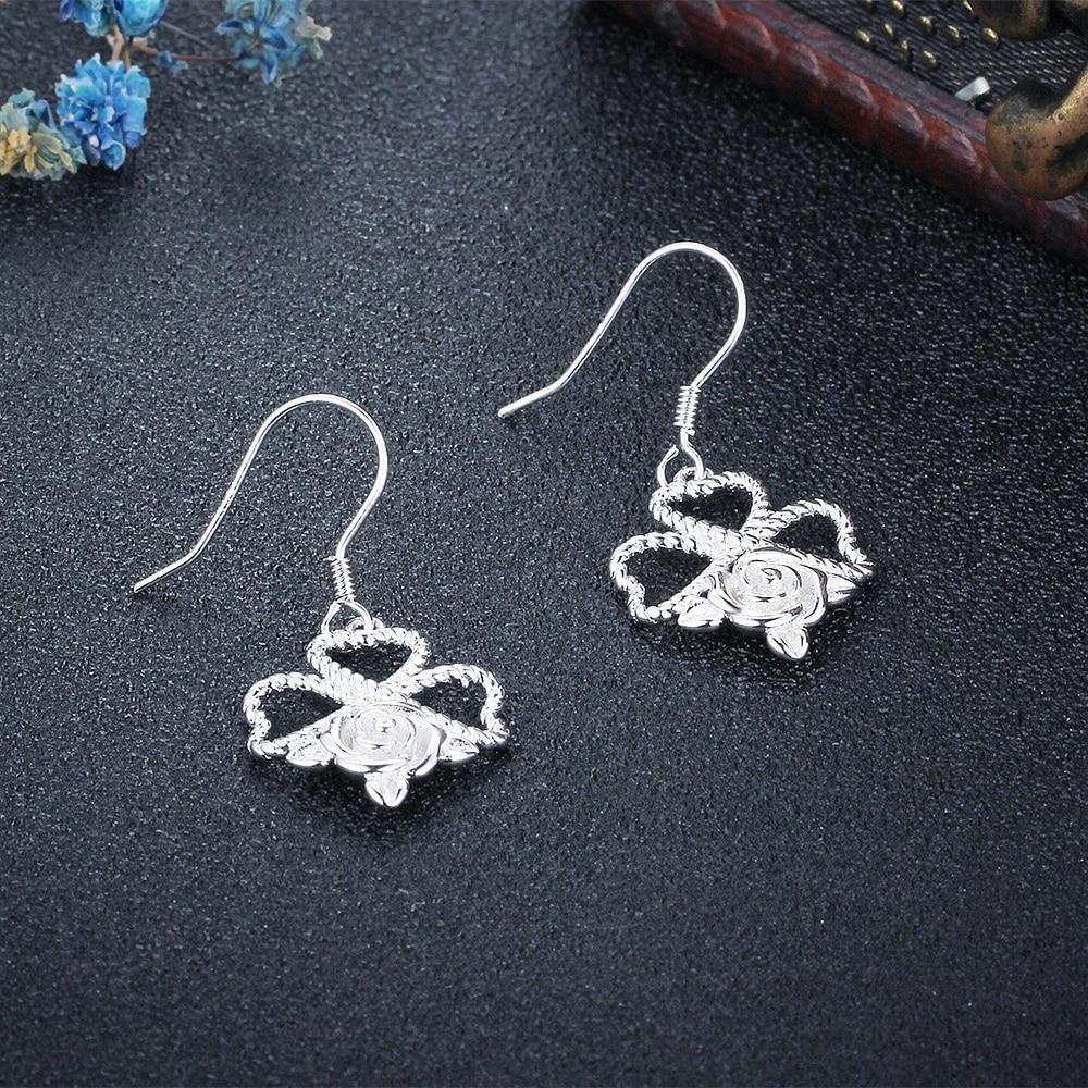 Rose Design Drop Earrings For Women 925 Sterling Silver Party Jewelry Gift For Her-Customized Jewel