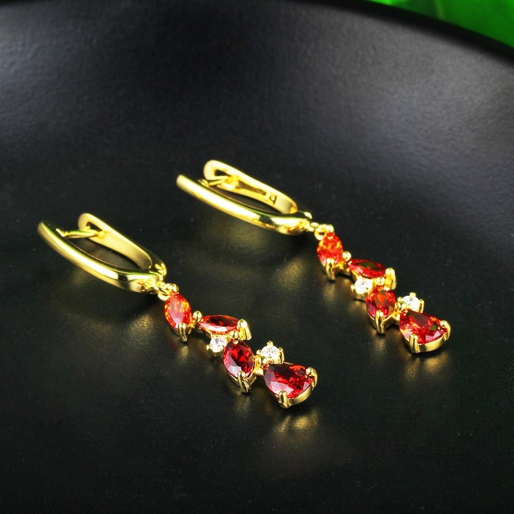 Red Cubic Zirconia Long Drop Earring Fashion Party Jewelry Earrings For Women Best Gift For Her-Customized Jewel