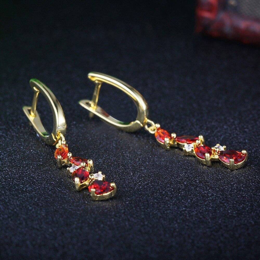 Red Cubic Zirconia Long Drop Earring Fashion Party Jewelry Earrings For Women Best Gift For Her-Customized Jewel