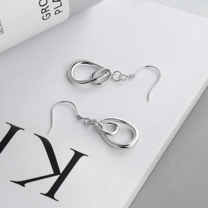 Irregular Double Circle Drop Earrings For Women Fashion Rhodium Plated Jewelry Party Gift For Her-Customized Jewel