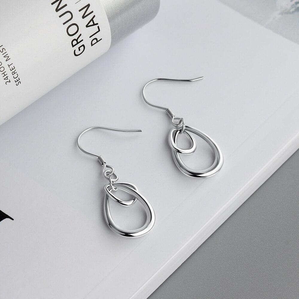 Irregular Double Circle Drop Earrings For Women Fashion Rhodium Plated Jewelry Party Gift For Her-Customized Jewel