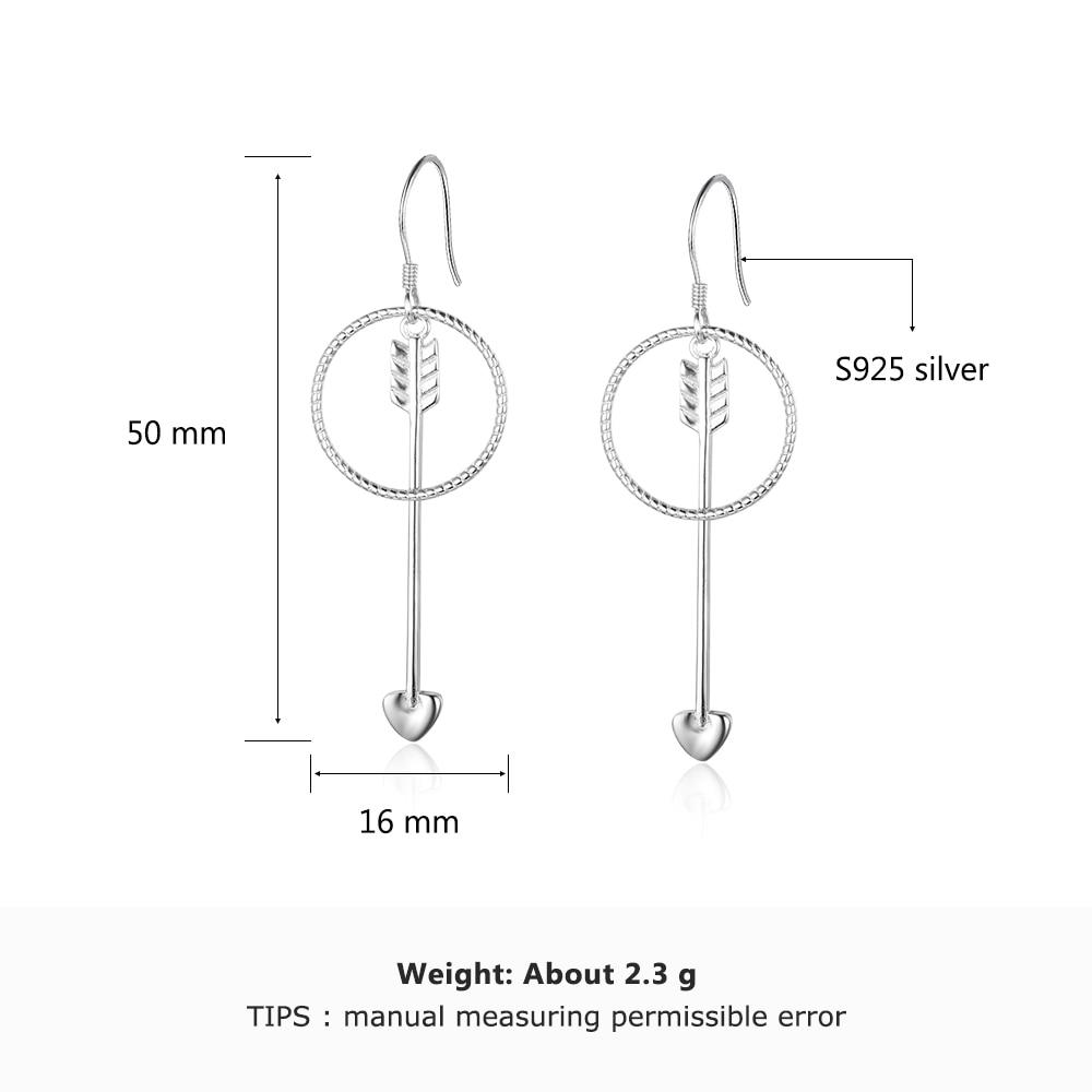 Women’s 925 Sterling Silver Drop Earrings, Arrow Shape with Big Circle, Female Jewelry for Party-Customized Jewel