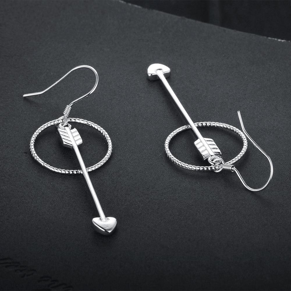 Women’s 925 Sterling Silver Drop Earrings, Arrow Shape with Big Circle, Female Jewelry for Party-Customized Jewel