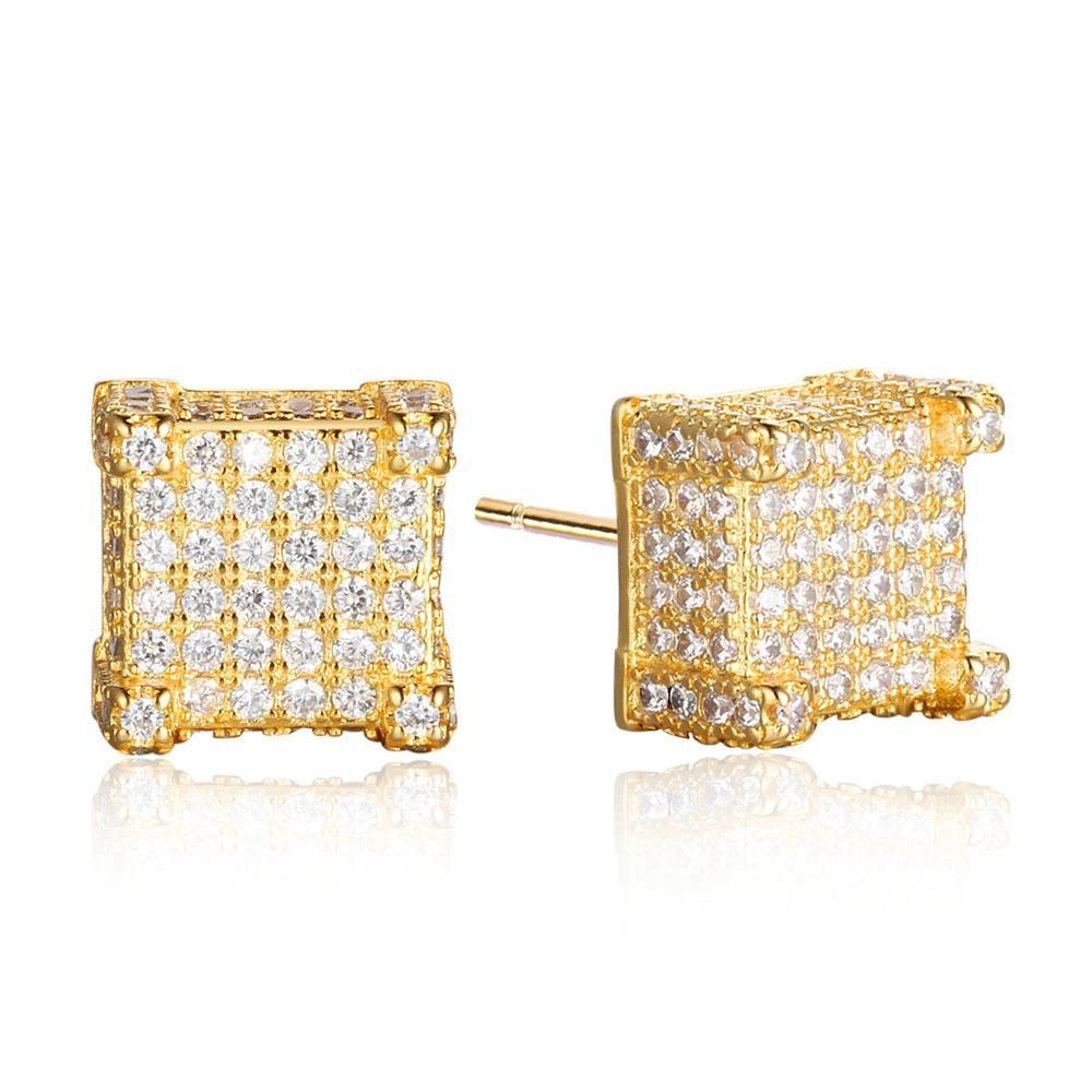 Square Shape Cubic Zirconia Gold Color Stud Earring Fashion Party Jewelry Earrings For Women Gift For Her-Customized Jewel