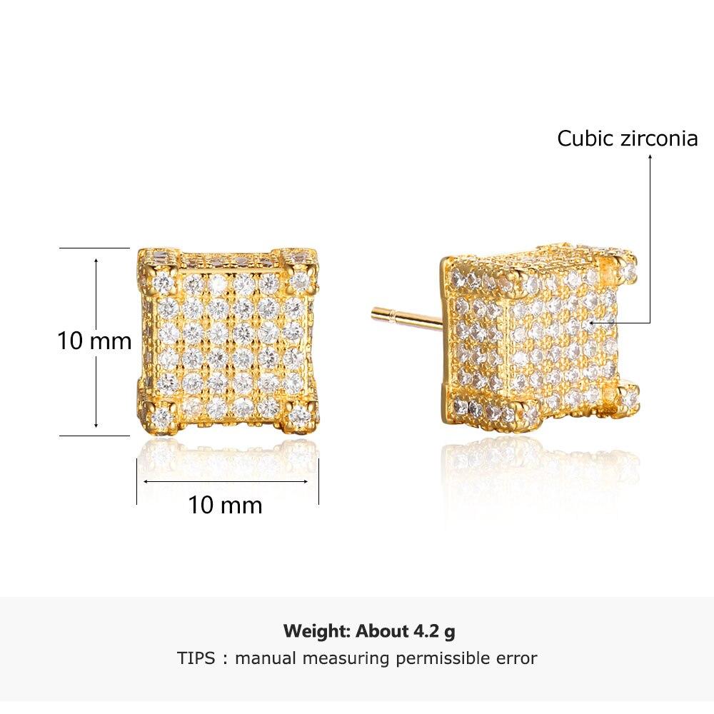 Square Shape Cubic Zirconia Gold Color Stud Earring Fashion Party Jewelry Earrings For Women Gift For Her-Customized Jewel