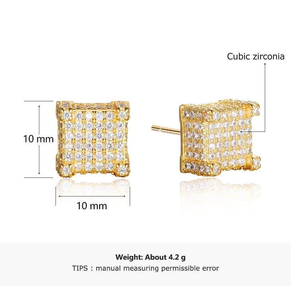 Square Shape Cubic Zirconia Gold Color Stud Earring Fashion Party Jewelry Earrings For Women Gift For Her-Customized Jewel