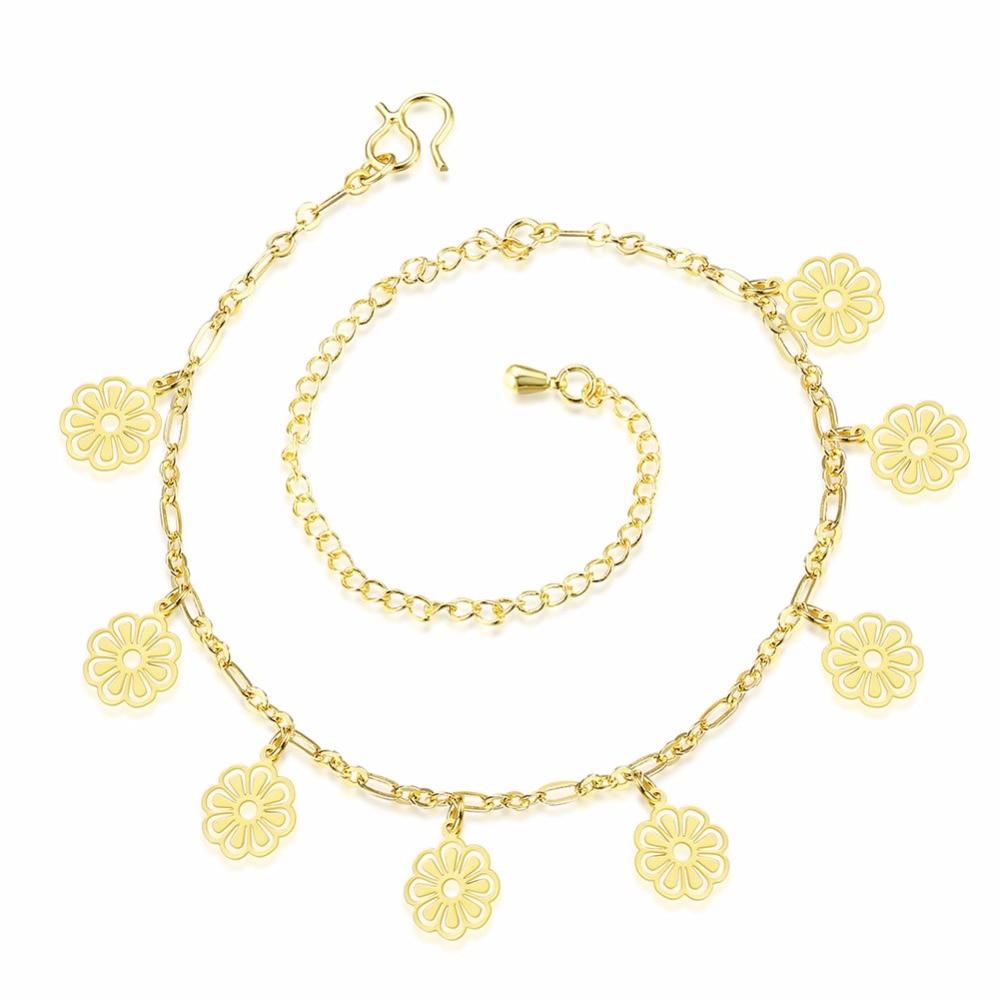 Flower Shape Hollow Anklets For Women Gold Color Casual Jewelry Fashion Foot Chain Accessorise-Customized Jewel