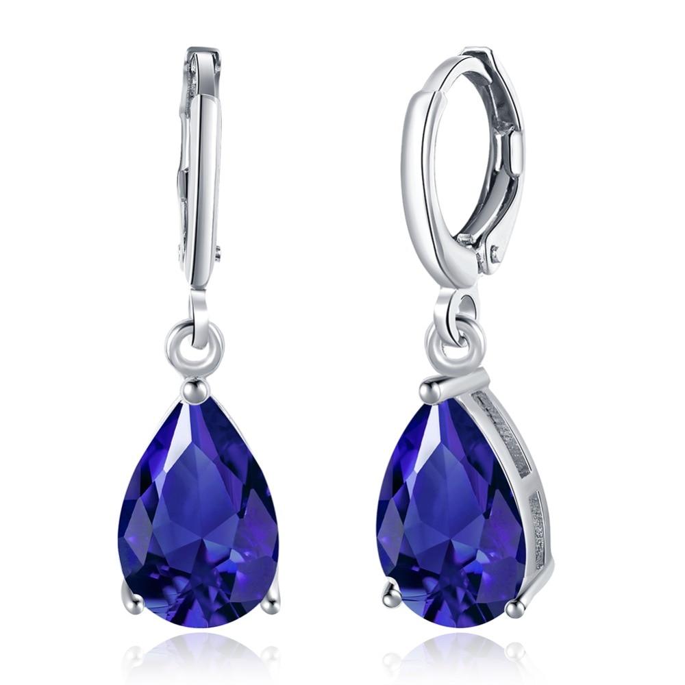 Water Drop Earrings For Women Blue/Purple/White CZ Stone Dangle Drop Earrings Women Jewelry Gift for Girls-Customized Jewel