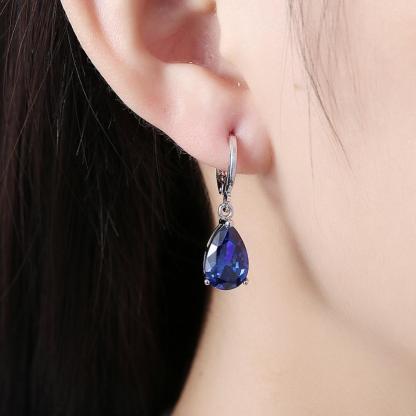 Water Drop Earrings For Women Blue/Purple/White CZ Stone Dangle Drop Earrings Women Jewelry Gift for Girls-Customized Jewel