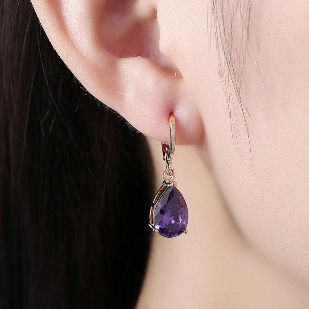 Water Drop Earrings For Women Blue/Purple/White CZ Stone Dangle Drop Earrings Women Jewelry Gift for Girls-Customized Jewel