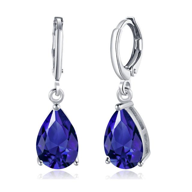 Water Drop Earrings For Women Blue/Purple/White CZ Stone Dangle Drop Earrings Women Jewelry Gift for Girls-Customized Jewel