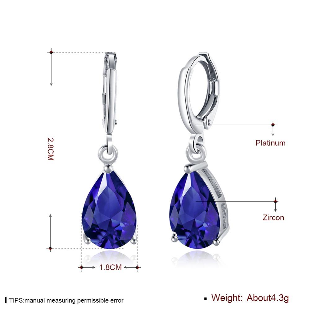Water Drop Earrings For Women Blue/Purple/White CZ Stone Dangle Drop Earrings Women Jewelry Gift for Girls-Customized Jewel