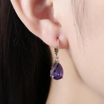 Water Drop Earrings For Women Blue/Purple/White CZ Stone Dangle Drop Earrings Women Jewelry Gift for Girls-Customized Jewel