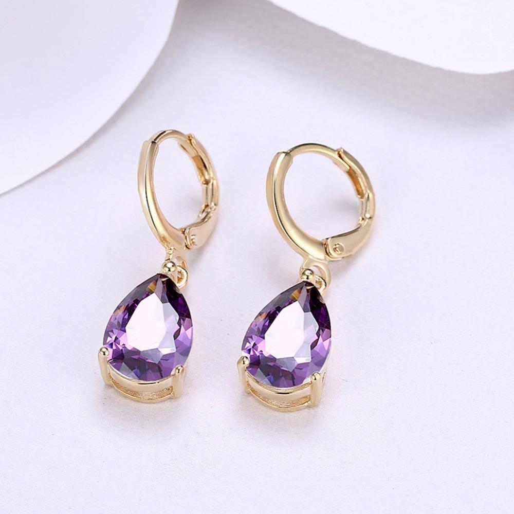 Water Drop Earrings For Women Blue/Purple/White CZ Stone Dangle Drop Earrings Women Jewelry Gift for Girls-Customized Jewel