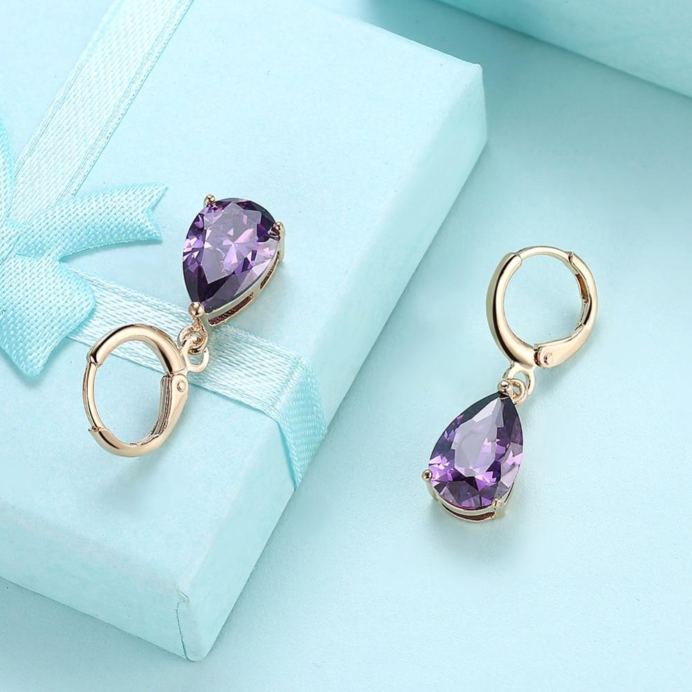 Water Drop Earrings For Women Blue/Purple/White CZ Stone Dangle Drop Earrings Women Jewelry Gift for Girls-Customized Jewel