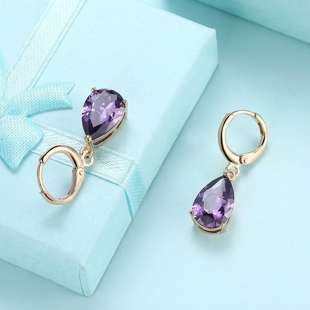 Water Drop Earrings For Women Blue/Purple/White CZ Stone Dangle Drop Earrings Women Jewelry Gift for Girls-Customized Jewel