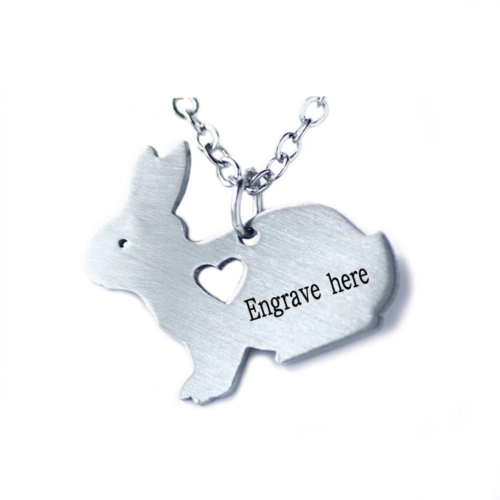 Stainless Steel Cute Little Rabbit Engrave Name Pendant Necklace, Best Christmas Gift-Customized Jewel