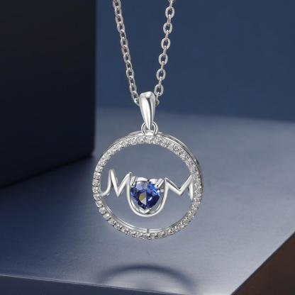 Personalized Copper Necklace with MOM Circle Pendant & Customized Heart CZ Birthstone, Fashion Jewelry Gift for Mother’s Day-Customized Jewel