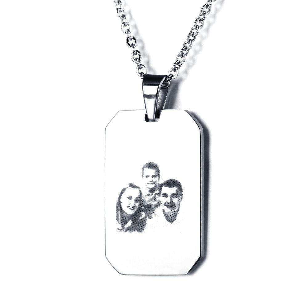 Free Engraving Stainless Steal Unisex Pendants Necklaces Custom Photo Engraving Father's Day Christmas Gift-Customized Jewel