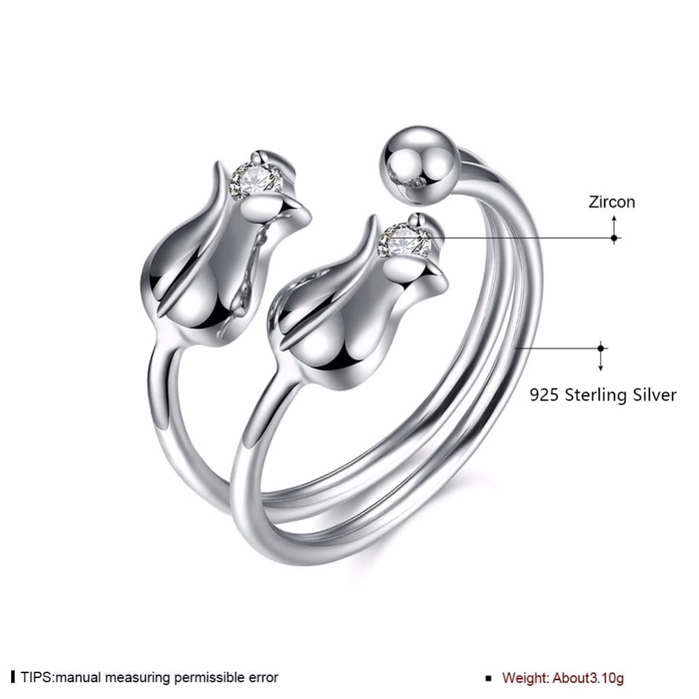 925 Sterling Silver Rose Shape Adjustable Ring, Fashion Jewelry Gift for Women-Customized Jewel