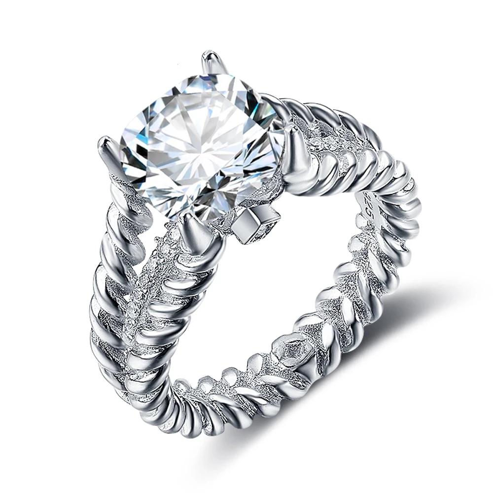 925 Sterling Silver Arrows Ring with 10mm 3.5 CT Cubic Zirconia, Wedding Jewelry Gift-Customized Jewel