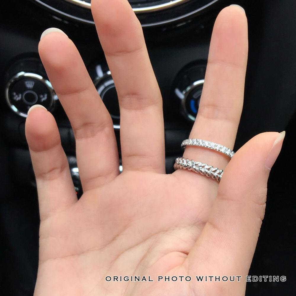 925 Sterling Silver Double Rope & Band Ring Set with 10mm 3.5 CT Cubic Zirconia, Jewelry Gifts for Women-Customized Jewel