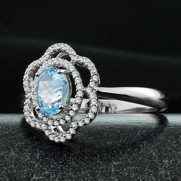 Fashion 925 Silver Sparkling Flower Lady Ring with Natural Stone, Wedding Jewelry for Women-Customized Jewel