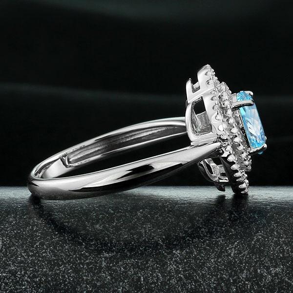 Fashion 925 Silver Sparkling Flower Lady Ring with Natural Stone, Wedding Jewelry for Women-Customized Jewel