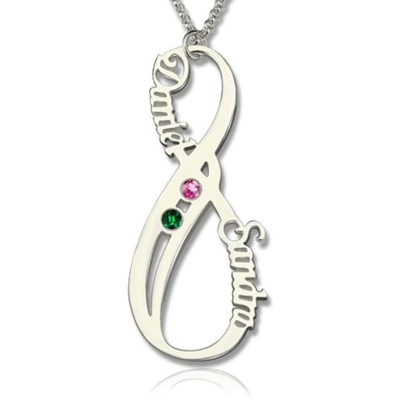 DIY Birthstone Name Necklace Infinity Love 925 Sterling Silver Customize Necklaces & Pendants Birthday Gift-Customized Jewel