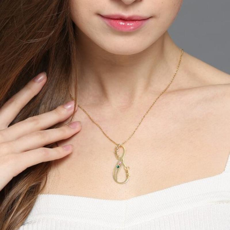 DIY Birthstone Name Necklace Infinity Love 925 Sterling Silver Customize Necklaces & Pendants Birthday Gift-Customized Jewel