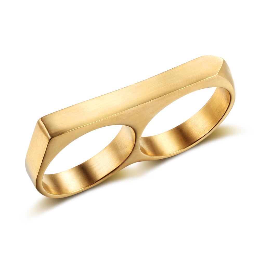 Personalized Stainless Steel Ring Fashion Design Two-finger Double Men's Party Ring Male Jewelry-Customized Jewel