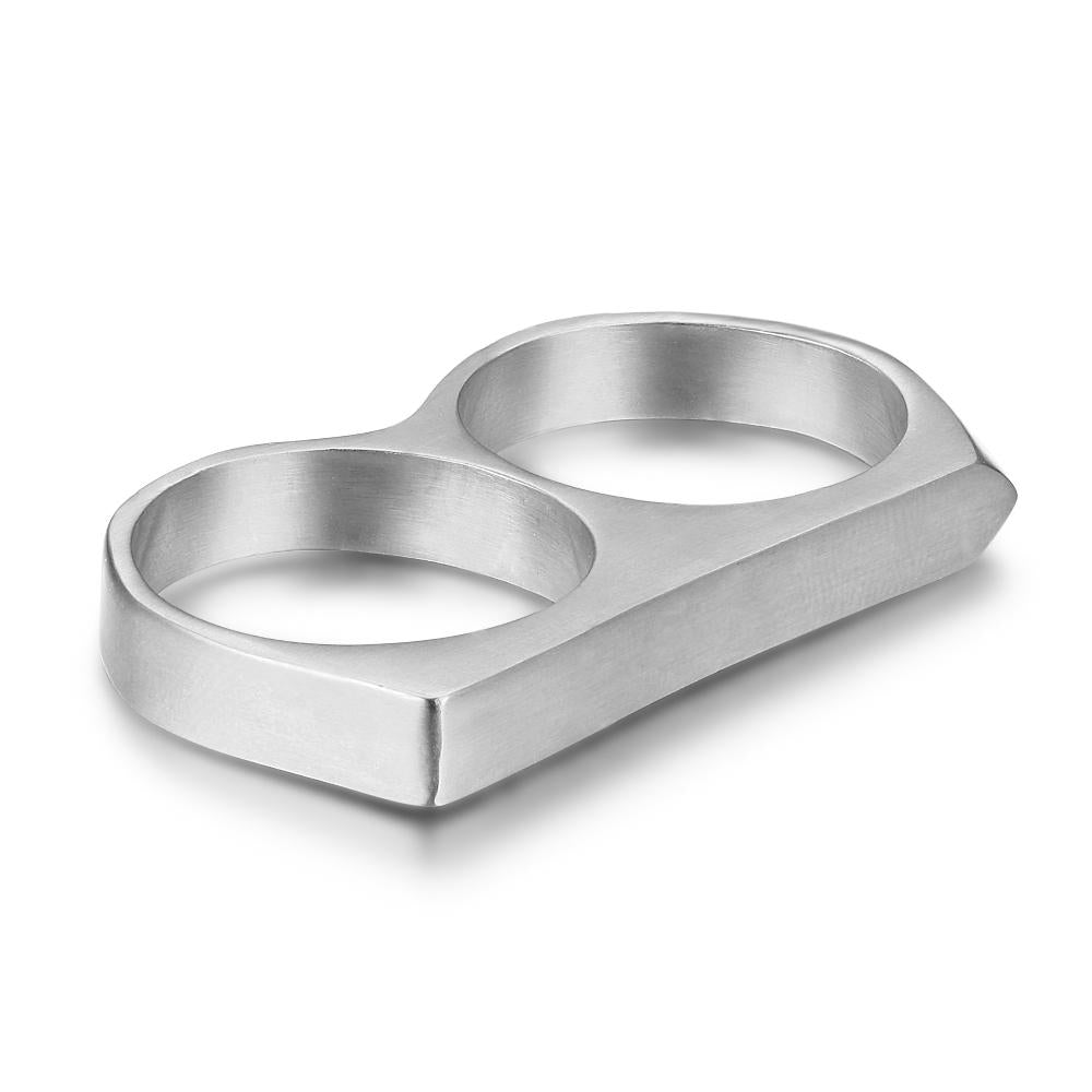 Personalized Stainless Steel Ring Fashion Design Two-finger Double Men's Party Ring Male Jewelry-Customized Jewel