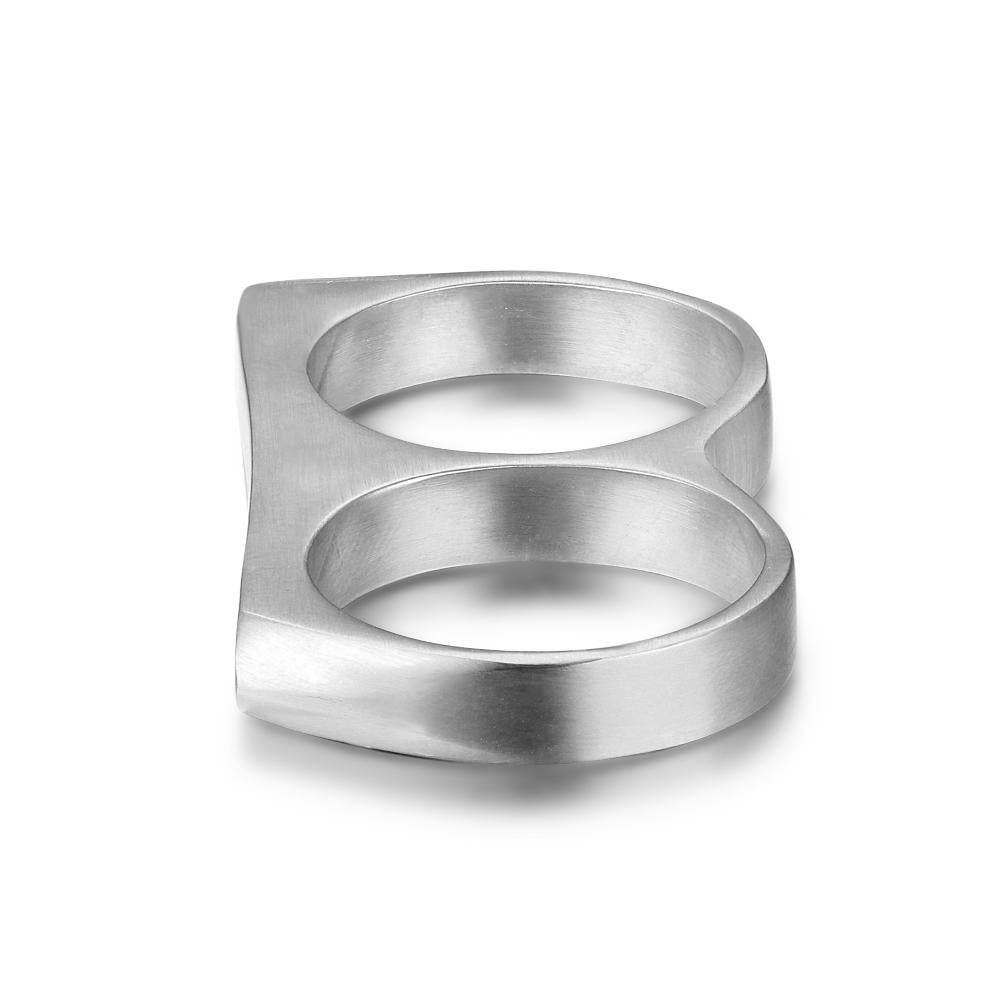 Personalized Stainless Steel Ring Fashion Design Two-finger Double Men's Party Ring Male Jewelry-Customized Jewel