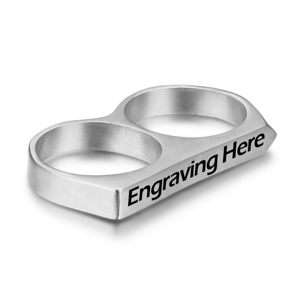 Personalized Stainless Steel Ring Fashion Design Two-finger Double Men's Party Ring Male Jewelry-Customized Jewel