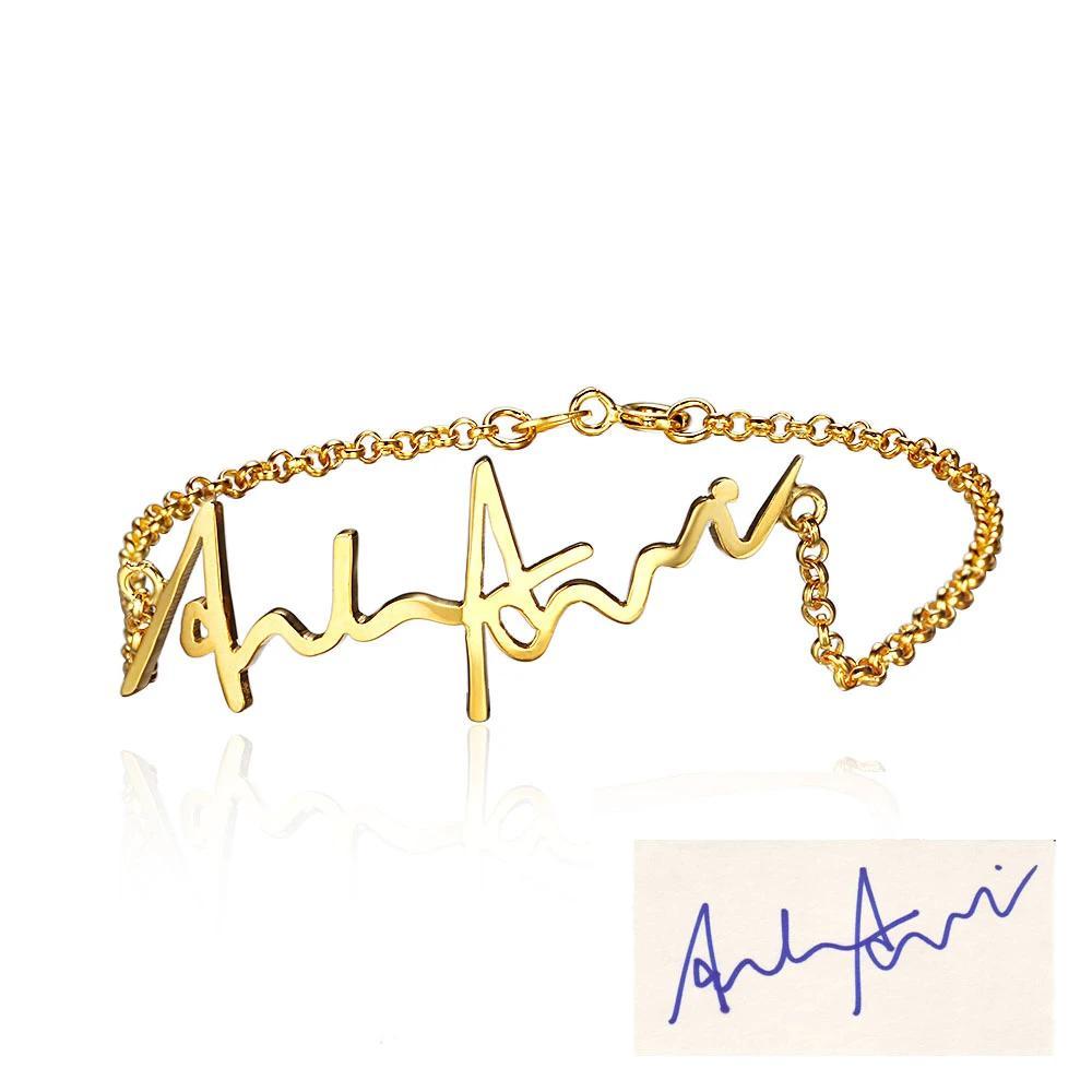 Personalized 925 Sterling Silver Handwritten Bracelets For Women Infinity Trendy Bracelets & Bangles Customized Jewel