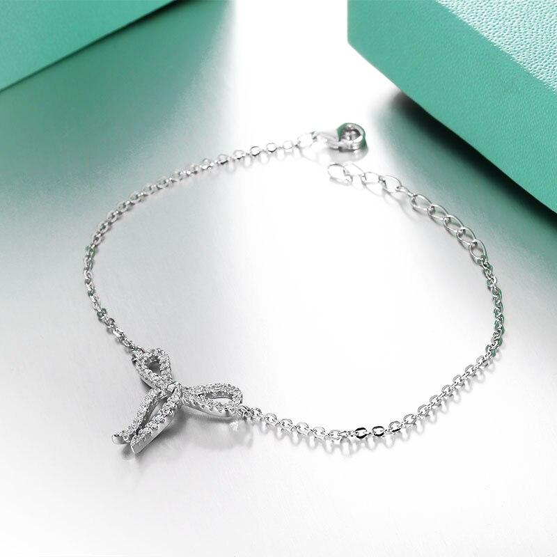 Women 925 Sterling Silver Cubic Zirconia Bowknot Bracelet, Jewelry Accessories for Women-Customized Jewel