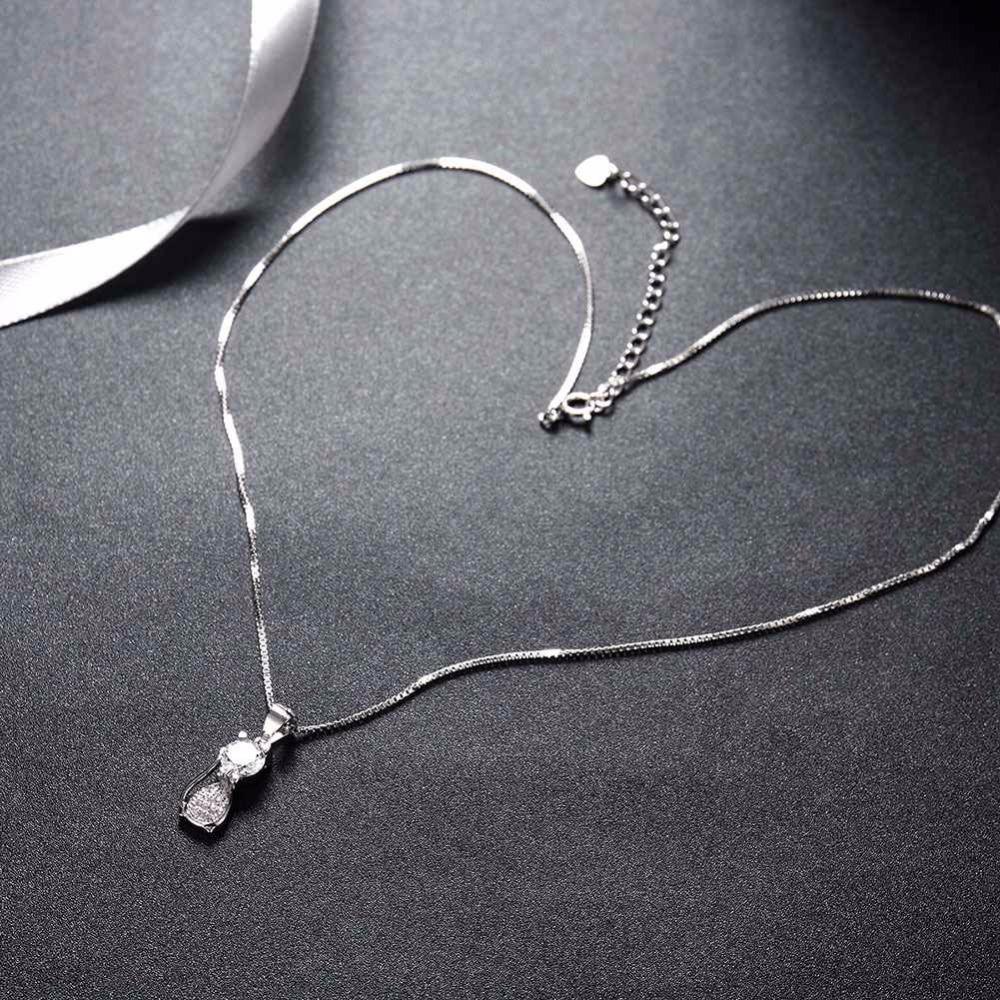 Personalized 925 Sterling Silver Cat Design Cubic Zirconia Pendant Necklaces, Jewelry Gift for Women-Customized Jewel