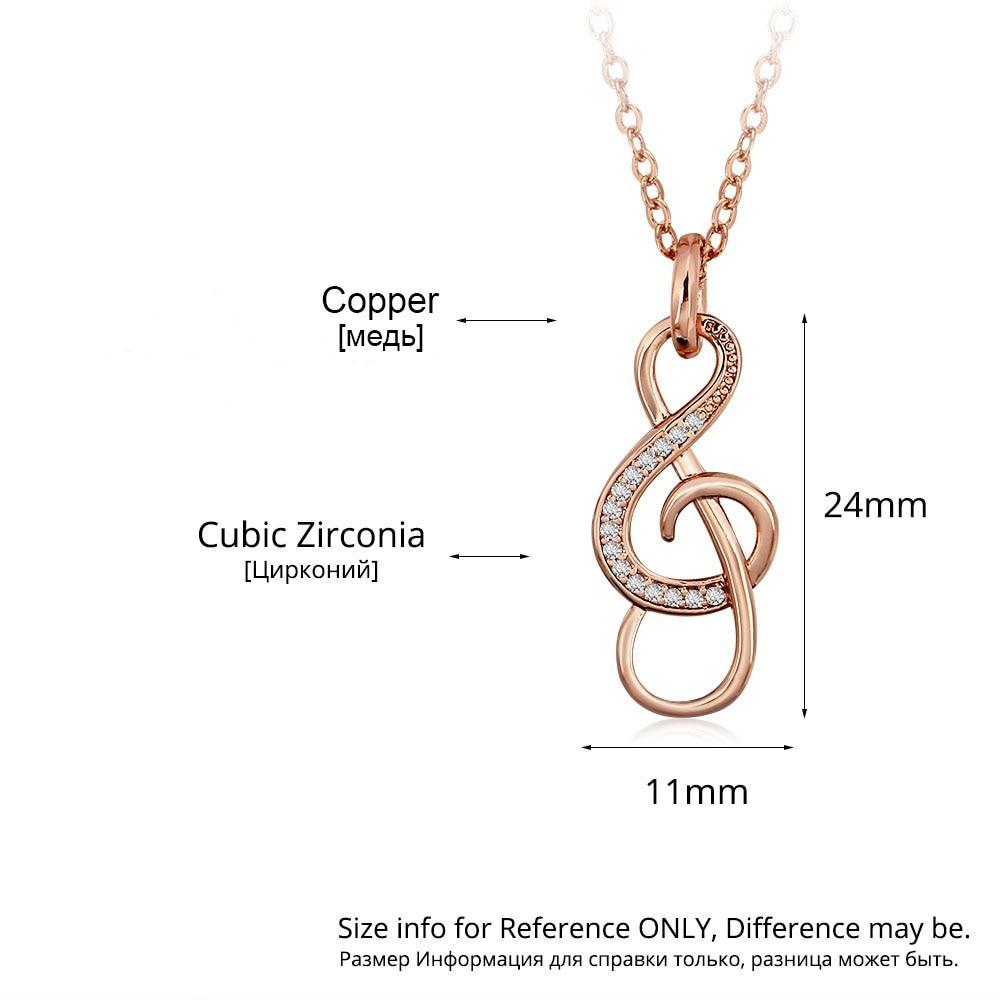 Music Note Cubic Zirconia Pendant Necklace, Copper, Rose Gold Color Jewelry for Women-Customized Jewel