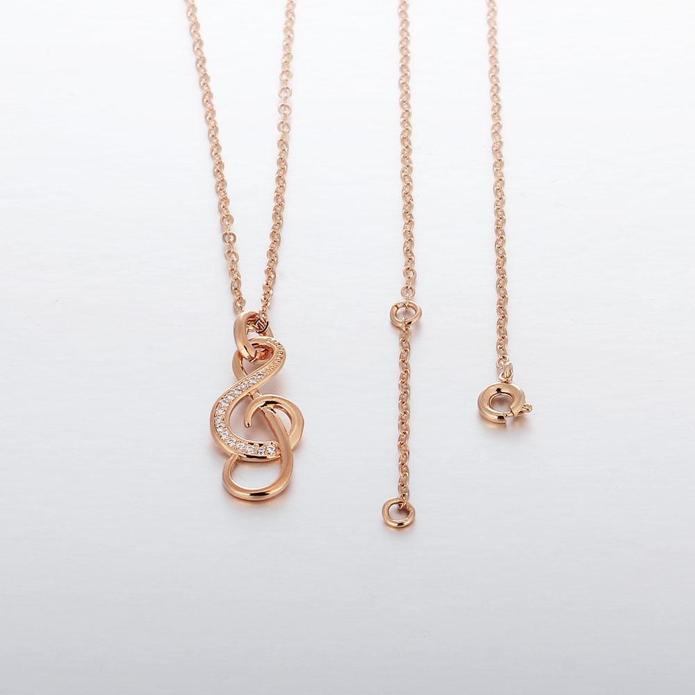 Music Note Cubic Zirconia Pendant Necklace, Copper, Rose Gold Color Jewelry for Women-Customized Jewel
