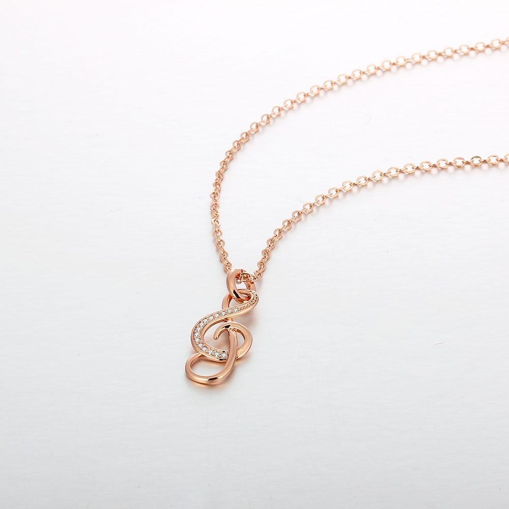 Music Note Cubic Zirconia Pendant Necklace, Copper, Rose Gold Color Jewelry for Women-Customized Jewel